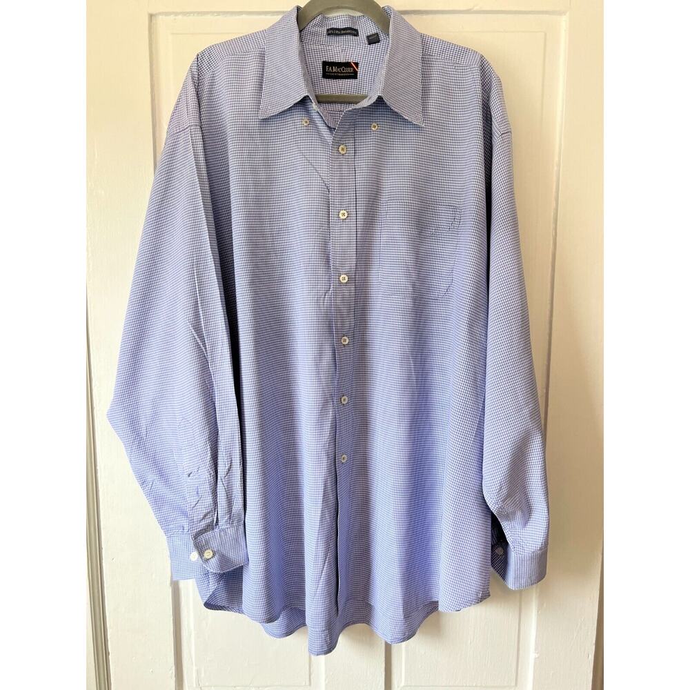 Elegant Blue Dress Shirt by F.A. MacCauler 3XL blue and white